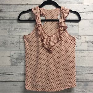 🍁 Lush red polka dot tank top with ruffle details